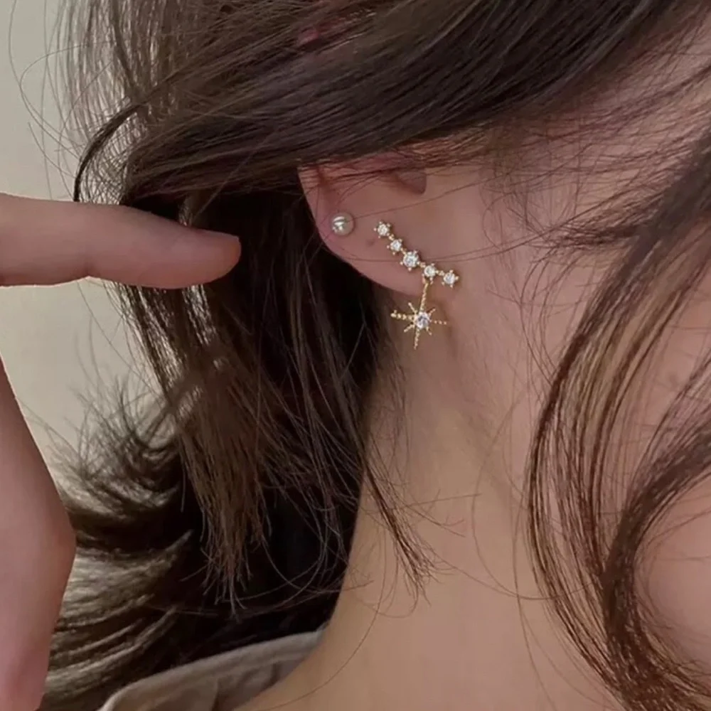 New Star of Bethlehem Sterling Silver & 10k Gold Stud Ear Crawler Earrings